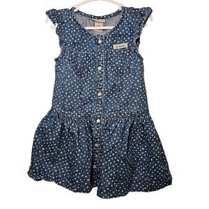 Calvin Klein Baby Jean like Cotton Blend Dress Star Pattern Summer Preppy 24 M